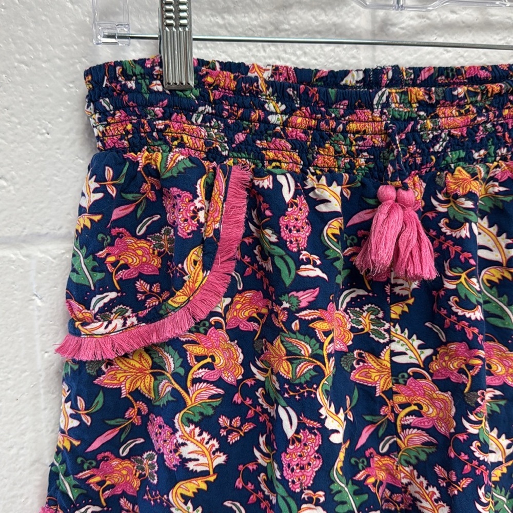 Floral Pink and Blue Women's Shorts - Picture 2 of 6